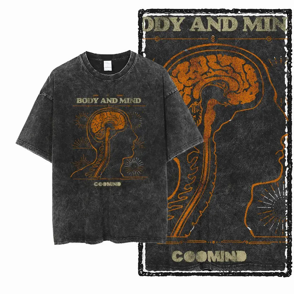 G22 Exclusive Vintage Streetwear Cotton  Men's COOLMIND Graphic T-shirt | Acid Washed  Big Size Cool O-neck men's Tee Tshirt DripNova