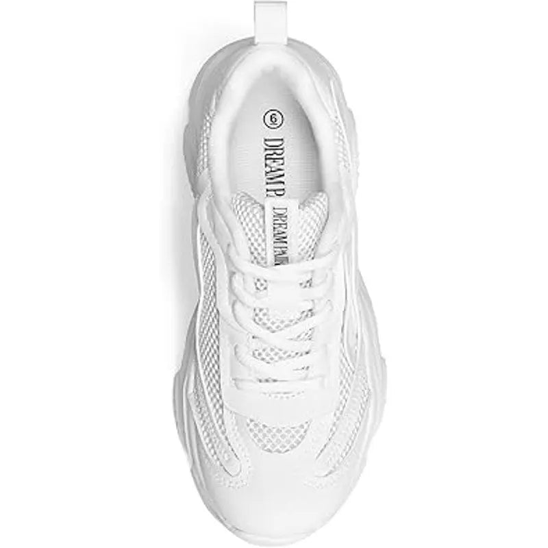 Dream Pairs Womens 6 White Faux Leather Lace Up Platform Sneakers Athletic Shoes MIXIDELAI Official Store